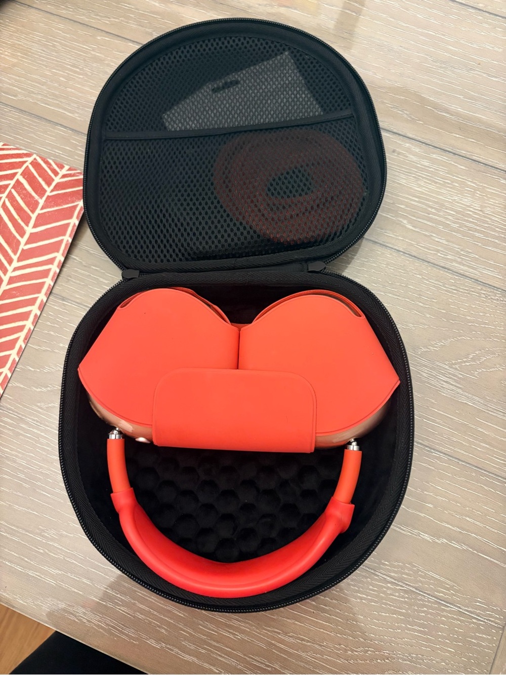 Apple Red Over-Ear Wireless Headphones with Protective Case